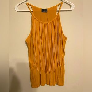 Zara Trafaluc mustard fringe top